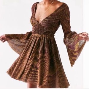 Urban Outfitters Ecote Bell Sleeve Sparkle Dress